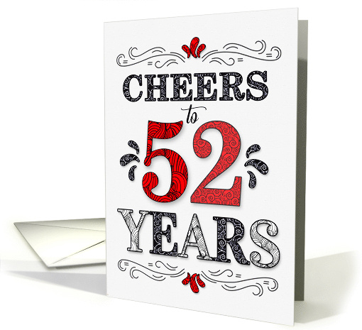 52nd Birthday Cheers in Red White and Black Patterns card (1773994)