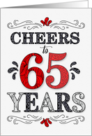 65th Birthday Cheers in Red White and Black Patterns card
