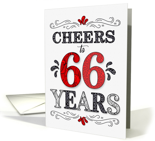 66th Birthday Cheers in Red White and Black Patterns card (1774232)