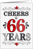 66th Birthday Cheers in Red White and Black Patterns card