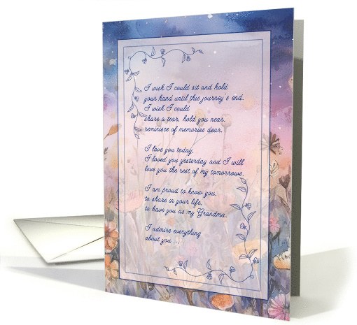 for Grandma Hospice End of Life Sentimental Purple Flowers card