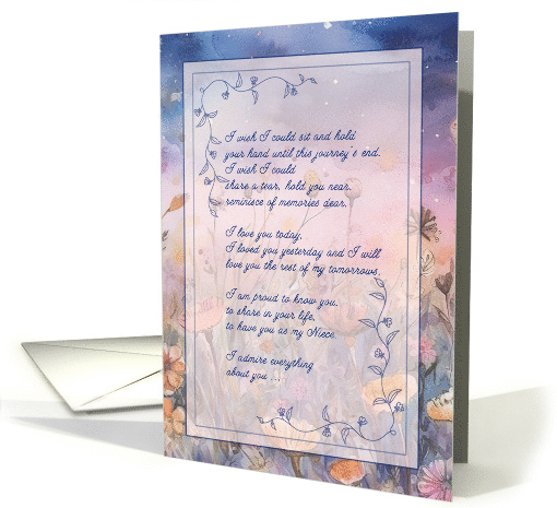 for Niece Hospice End of Life Sentimental Purple Flowers card