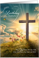 for Godfather Christian Birthday Cross on Hill card