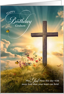 for Godson Christian Birthday Cross on Hill card