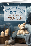 TWO MOMS New Baby Congratulations It’s a Boy Blue LGBTQ card