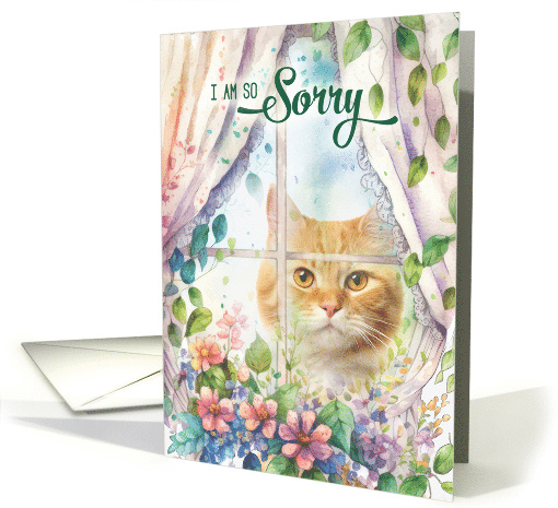 I'm Sorry Cat in a Garden Window card (1822818)