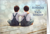 Twin Brother’s Birthday Young Boys on a Dock Nautical card