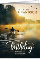 For Grandson Birthday Rowing a Kayak on the Lake card