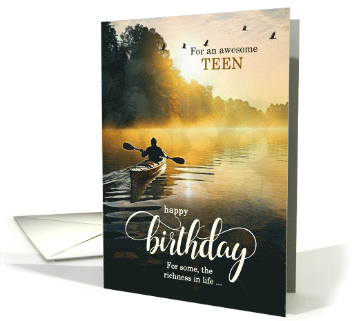 For Teen's Birthday Rowing a Kayak on the Lake card (1824824)