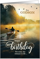 Godson 25th Birthday Rowing a Kayak on the Lake card