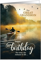 Great Grandson 25th Birthday Rowing a Kayak on the Lake card