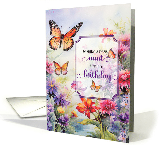 for Aunt's Birthday Butterflies and Bright Wildflower Garden card