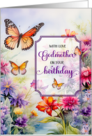 Godmother Birthday Butterflies and Bright Wildflower Garden card