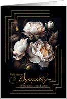 Loss of a Father Sympathy White Magnolia Floral Bouquet on Black card