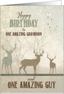 for Grandson Birthday Deer in the Woodland Forest card
