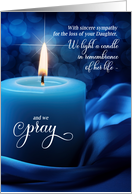 Loss of a Daughter Sympathy Blue Candlelight with Prayer card