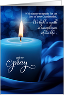 Loss of a Grandmother Sympathy Blue Candlelight with Prayer card