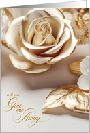 Will You Give My Away Wedding Request Gold Colored Rose card