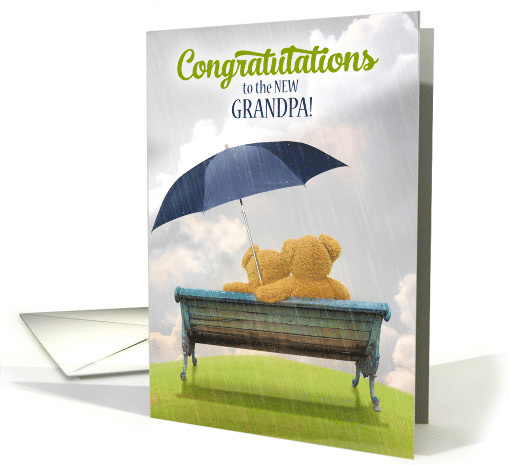 Congratulations New Grandpa Cute Teddy Bears on a Bench card (423446)
