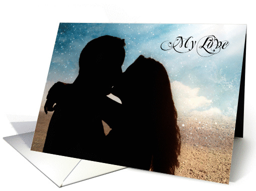 Sweetest Day Romantic Couple Kissing on the Beach card (425091)