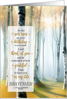 For Brother on His Birthday Outdoors with Sunrise Birch Forest card