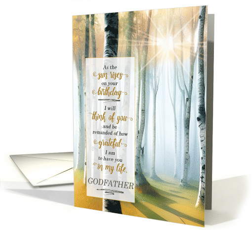 For Godfather on His Birthday Sunrise Birch Forest card (430240)