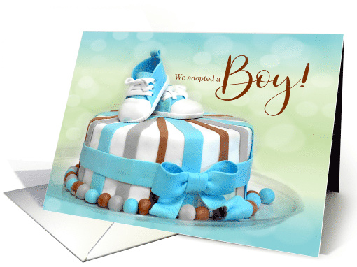 Adoption Announcement for Boy Blue and Brown Cake card (430347)