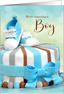 We’re Expecting a Baby Boy Blue and Brown Cake card