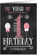 Virgo Baby Girl’s 1st Birthday August 22nd to September 23rd Zodiac card