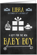 Gift for Libra Boy Born Sept 24th to Oct 23rd Blue Chalkboard card