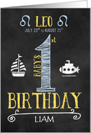 Leo Baby Boy’s 1st Birthday July 23rd to August 21st Zodiac card
