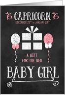 Gift for Capricorn Girl Born Dec 23 to Jan 20th Pink Chalkboard card