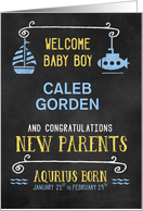 Aquarius New Baby Congratuations Born Jan 21 to Feb 19 Custom card