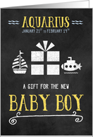 Gift for Aquarius Boy Born Jan 21st to Feb 19th Blue Chalkboard card