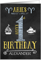 Aries Baby Boy’s 1st Birthday March 21st to April 19th Zodiac card