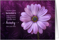 Cancer Survivor Congratulations Purple Daisy card