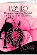 Leo Birthday for Her Pink and Black Feminine Zodiac card