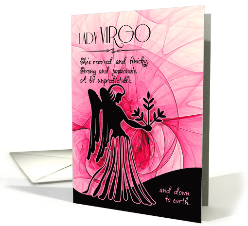 Lady Virgo Pink and Black Zodiac Blank All Occasion card (439012)