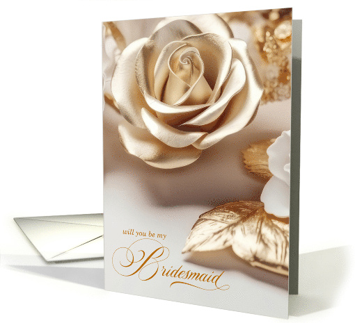 Bridesmaid Request Gold Colored Rose card (440275)