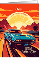 For Son on Father’s Day Classic Car Retro 70s Theme card