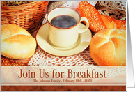 Breakfast Invitation Pastries and Hot Coffee Custom card