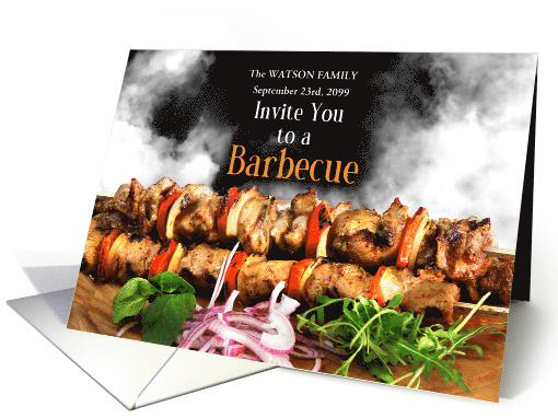 BBQ Invitation Chicken Kabobs with Custom Name card (442462)