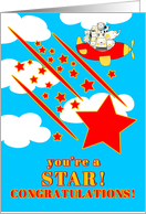 Girl Scout You’re a Star Cute Animals in a Plane card
