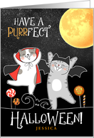for Kids Halloween Funny Cats with Name card