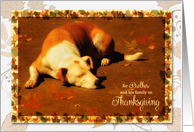 for Brother and His Family Thanksgiving Dog in Autumn Sun card