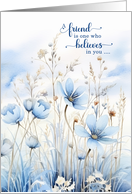 Friendship Day Sentimental Blue Flower Garden card
