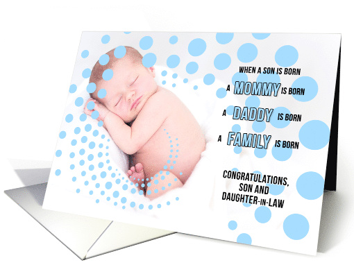 for Son and Daughter in Law New Baby Congratulations Blue Boy card