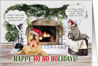 Animal Services Veterinarian Holiday Dog and Cat Fireplace card