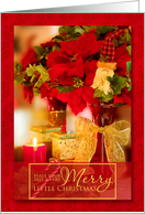 Merry Little Christmas Poinsettia Bouquet with Gold Ribbon card