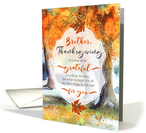 for Brother on Thanksgiving Sentimental Autumn Forest card (501464)